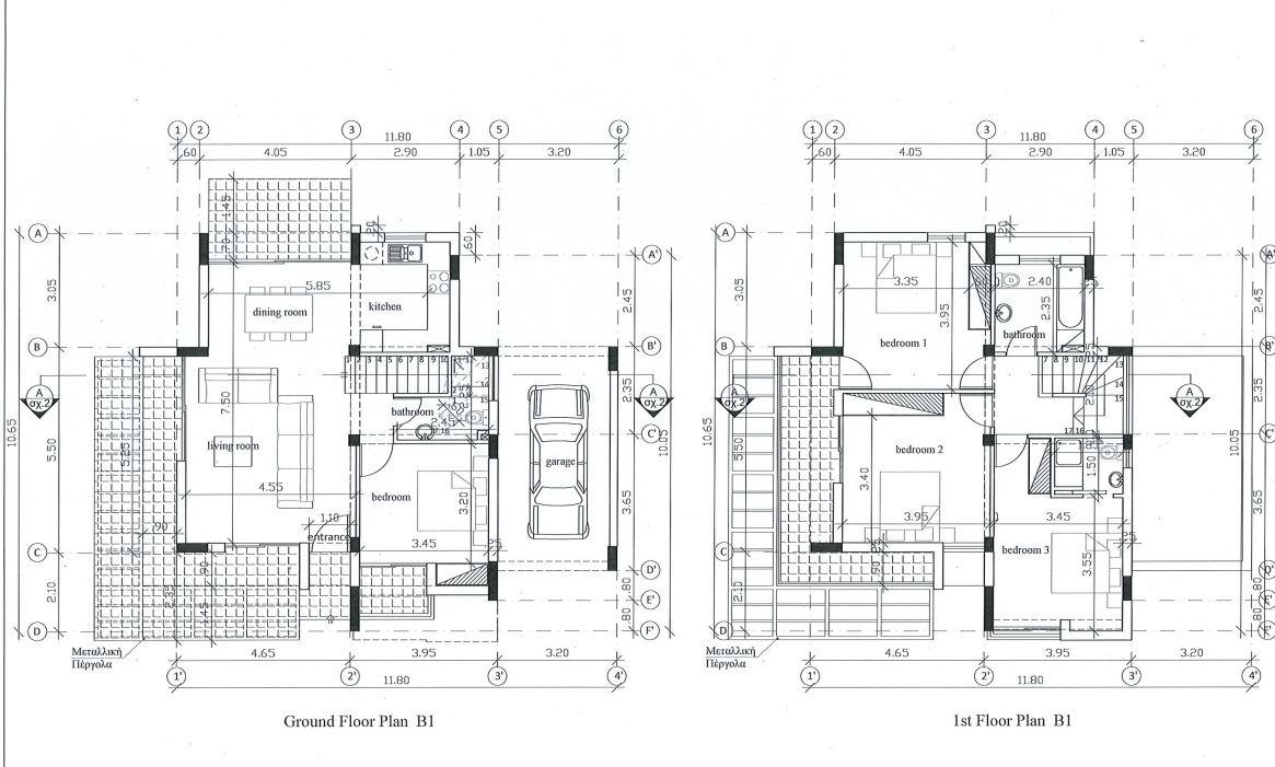 Villa B1 Ground and First Floor Plans