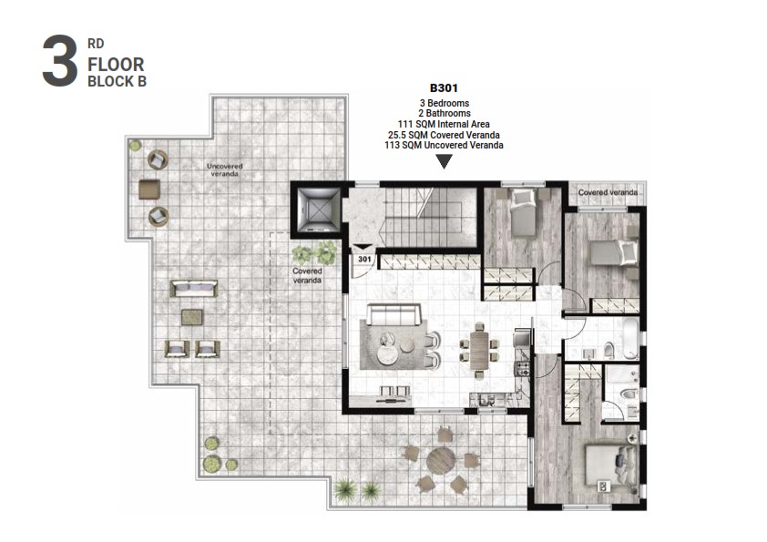 3rd Floor Plan Block B