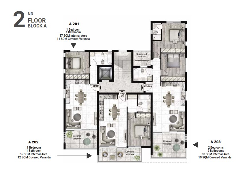 2nd Floor Plan Block A